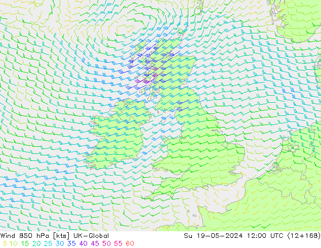 ветер 850 гПа UK-Global Вс 19.05.2024 12 UTC