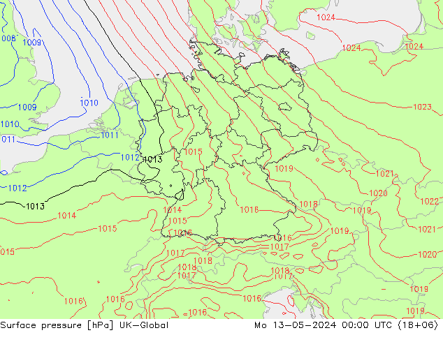 地面气压 UK-Global 星期一 13.05.2024 00 UTC