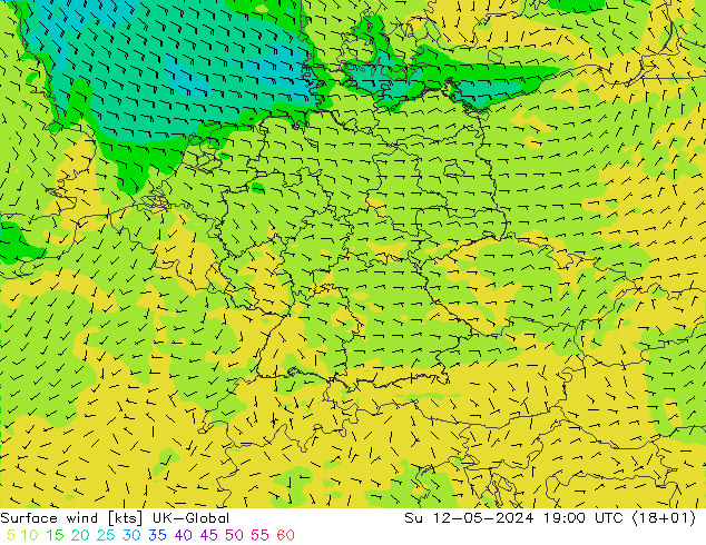 Surface wind UK-Global Su 12.05.2024 19 UTC