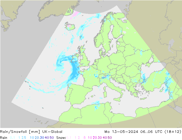 Regen/Schneefall UK-Global Mo 13.05.2024 06 UTC