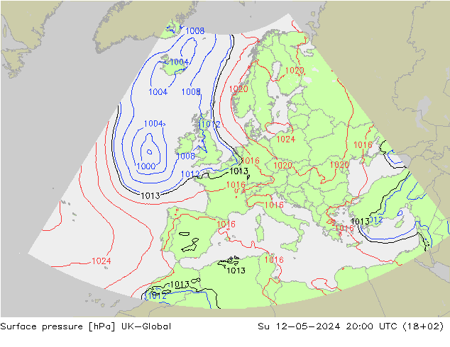 приземное давление UK-Global Вс 12.05.2024 20 UTC