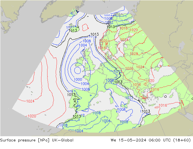 Yer basıncı UK-Global Çar 15.05.2024 06 UTC
