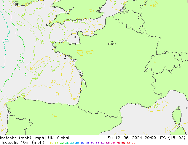 Isotachs (mph) UK-Global dom 12.05.2024 20 UTC
