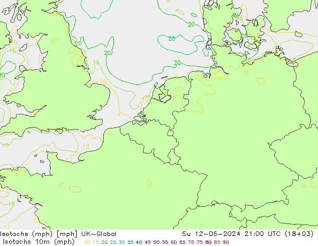 Isotachen (mph) UK-Global So 12.05.2024 21 UTC