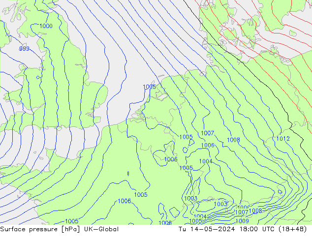 Presión superficial UK-Global mar 14.05.2024 18 UTC