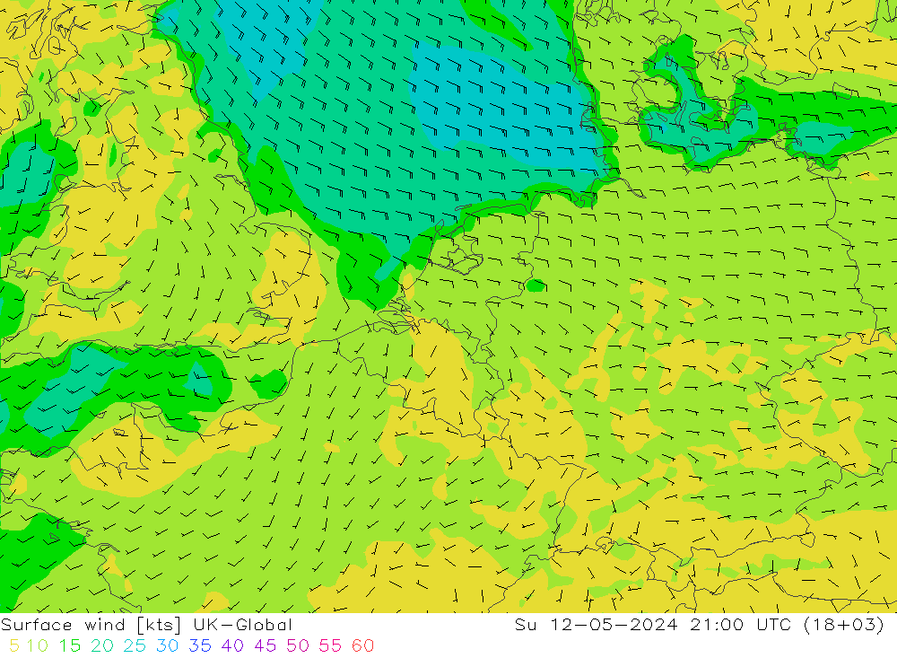Surface wind UK-Global Ne 12.05.2024 21 UTC