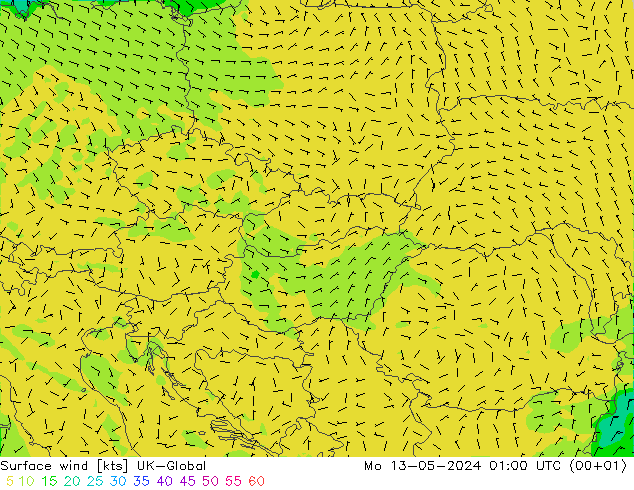 Surface wind UK-Global Mo 13.05.2024 01 UTC