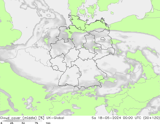 Nuages (moyen) UK-Global sam 18.05.2024 00 UTC