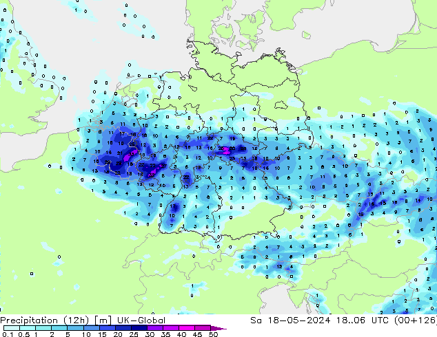 Precipitation (12h) UK-Global Sa 18.05.2024 06 UTC