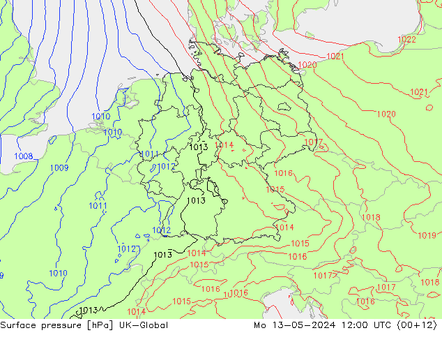 Luchtdruk (Grond) UK-Global ma 13.05.2024 12 UTC
