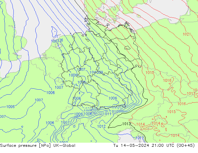 pression de l'air UK-Global mar 14.05.2024 21 UTC