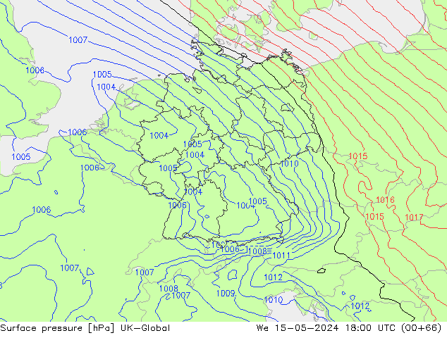 Atmosférický tlak UK-Global St 15.05.2024 18 UTC