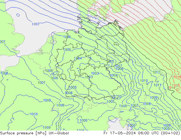 Atmosférický tlak UK-Global Pá 17.05.2024 06 UTC