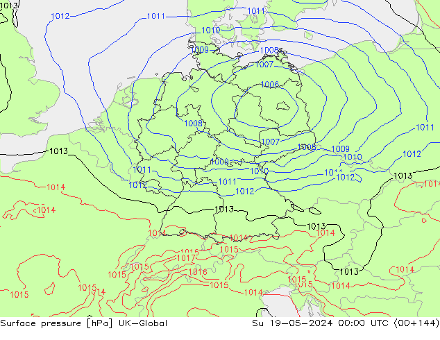 приземное давление UK-Global Вс 19.05.2024 00 UTC