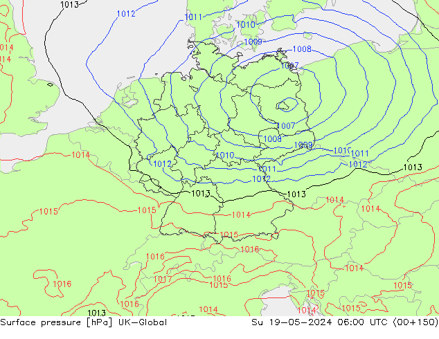 Surface pressure UK-Global Su 19.05.2024 06 UTC