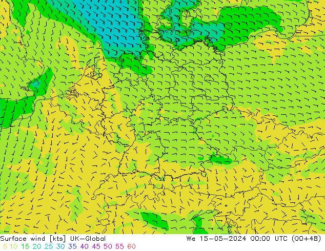 Surface wind UK-Global We 15.05.2024 00 UTC