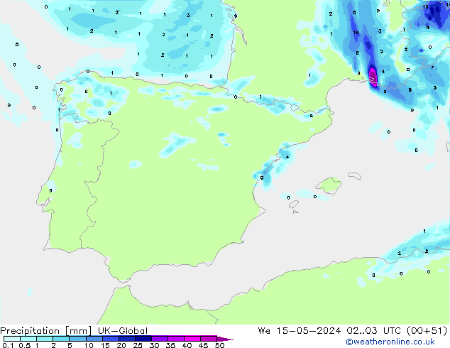 precipitação UK-Global Qua 15.05.2024 03 UTC