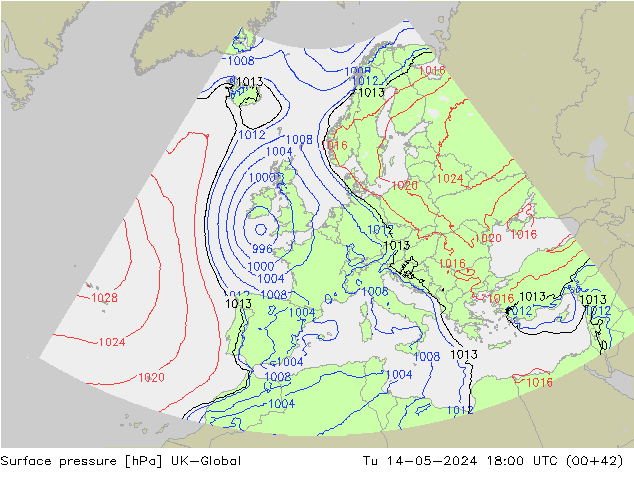 Pressione al suolo UK-Global mar 14.05.2024 18 UTC