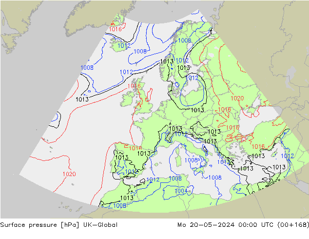 Presión superficial UK-Global lun 20.05.2024 00 UTC