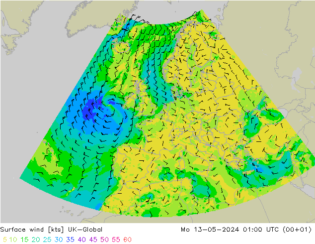 风 10 米 UK-Global 星期一 13.05.2024 01 UTC