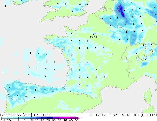 Srážky UK-Global Pá 17.05.2024 18 UTC