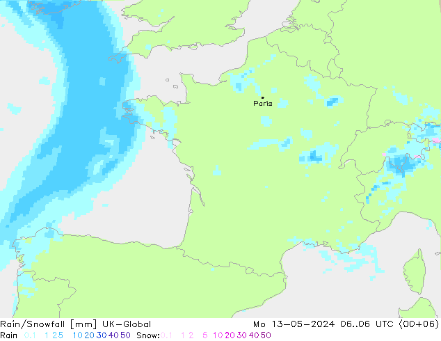 Rain/Snowfall UK-Global Seg 13.05.2024 06 UTC