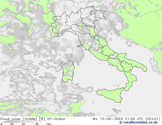 Nuages (moyen) UK-Global lun 13.05.2024 01 UTC