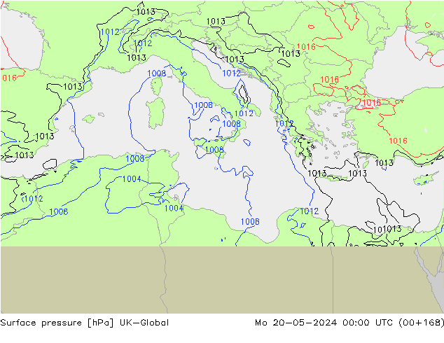Atmosférický tlak UK-Global Po 20.05.2024 00 UTC