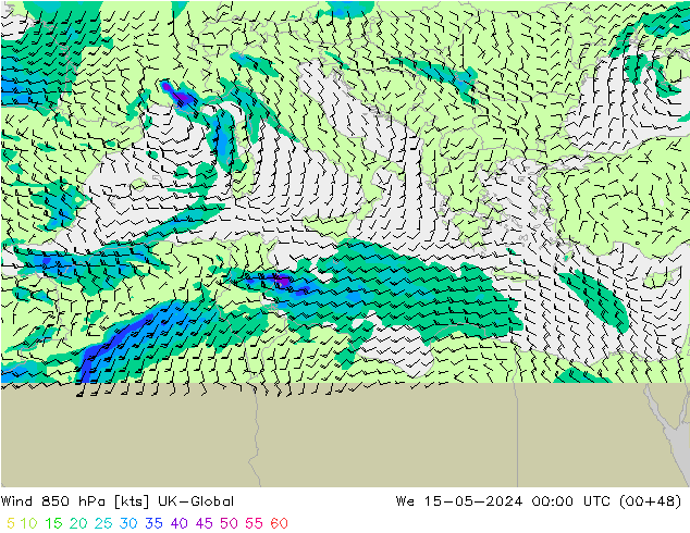 Vent 850 hPa UK-Global mer 15.05.2024 00 UTC