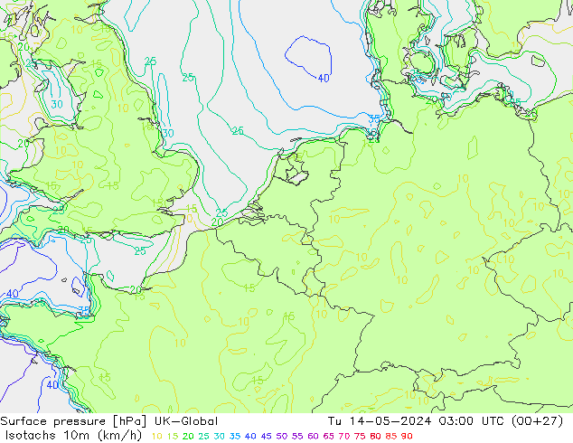 Isotaca (kph) UK-Global mar 14.05.2024 03 UTC