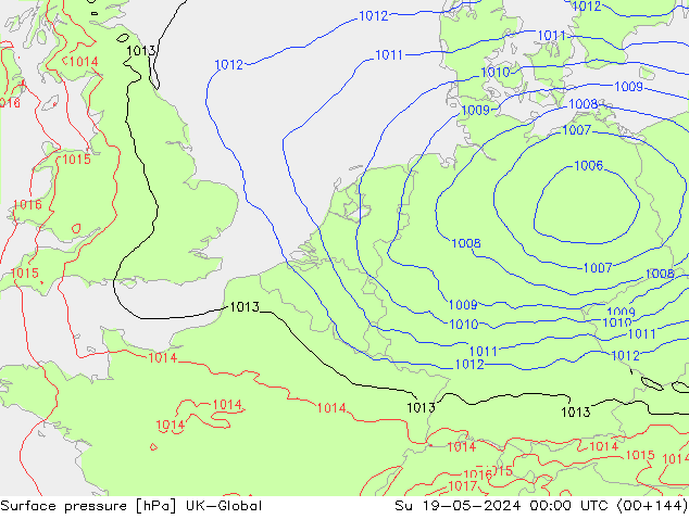 Surface pressure UK-Global Su 19.05.2024 00 UTC