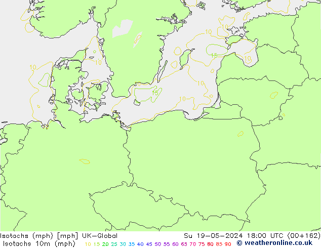 Isotachen (mph) UK-Global zo 19.05.2024 18 UTC