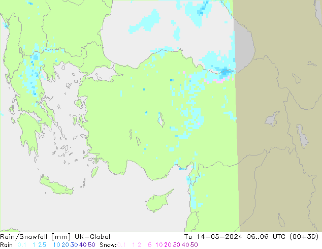 Rain/Snowfall UK-Global mar 14.05.2024 06 UTC