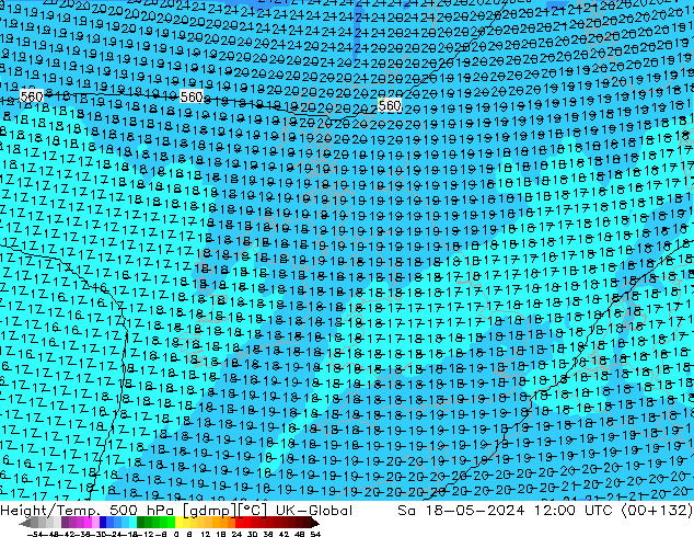 Geop./Temp. 500 hPa UK-Global sáb 18.05.2024 12 UTC