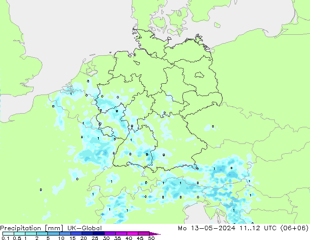 降水 UK-Global 星期一 13.05.2024 12 UTC