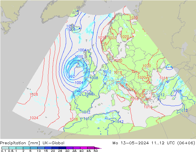 降水 UK-Global 星期一 13.05.2024 12 UTC