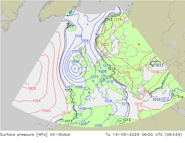 приземное давление UK-Global вт 14.05.2024 06 UTC
