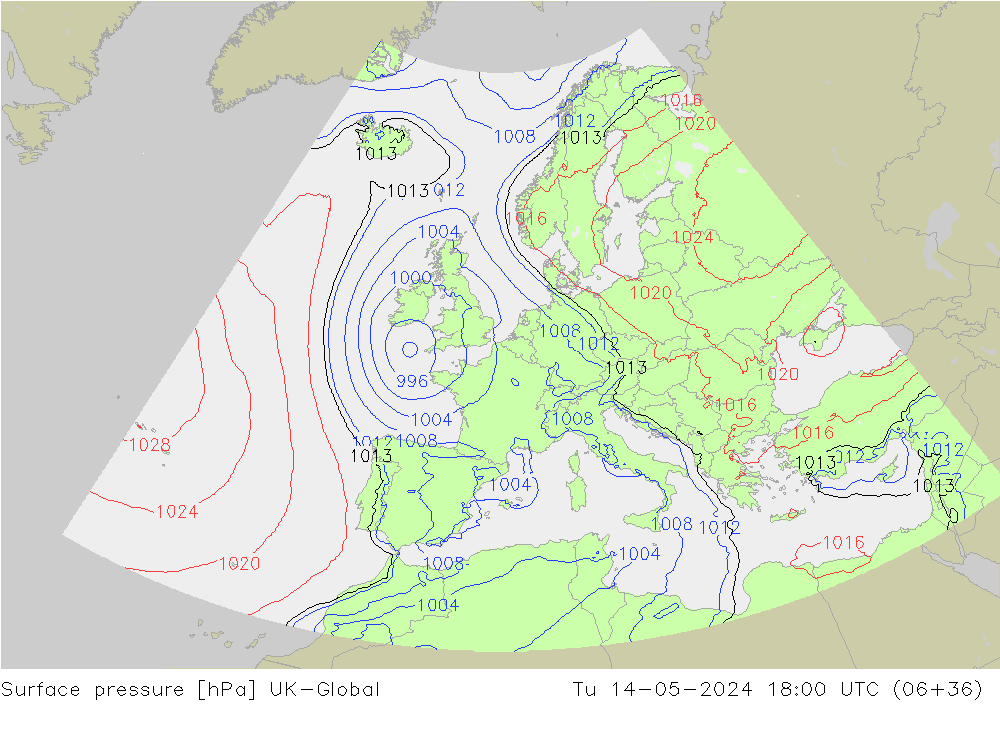 pression de l'air UK-Global mar 14.05.2024 18 UTC
