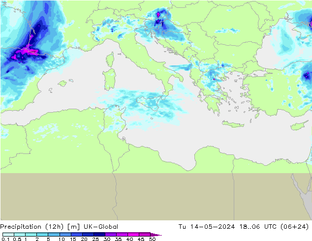 Precipitação (12h) UK-Global Ter 14.05.2024 06 UTC