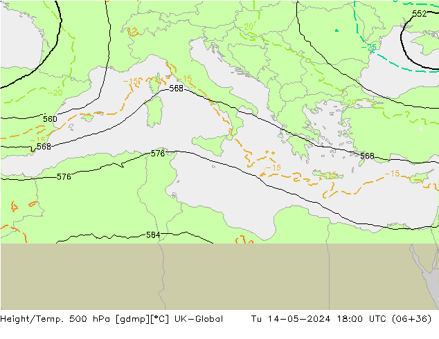 Géop./Temp. 500 hPa UK-Global mar 14.05.2024 18 UTC