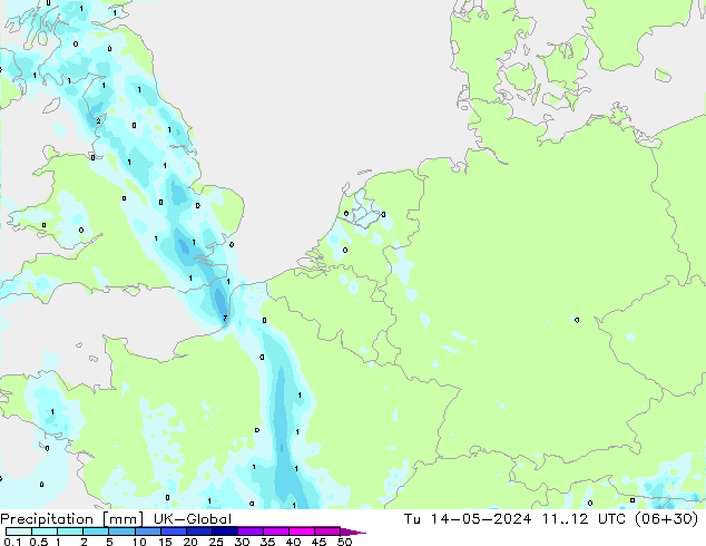 Precipitazione UK-Global mar 14.05.2024 12 UTC