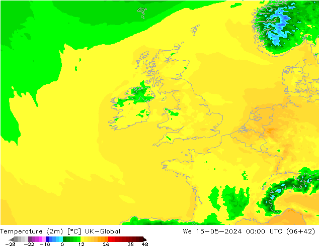 Temperature (2m) UK-Global St 15.05.2024 00 UTC