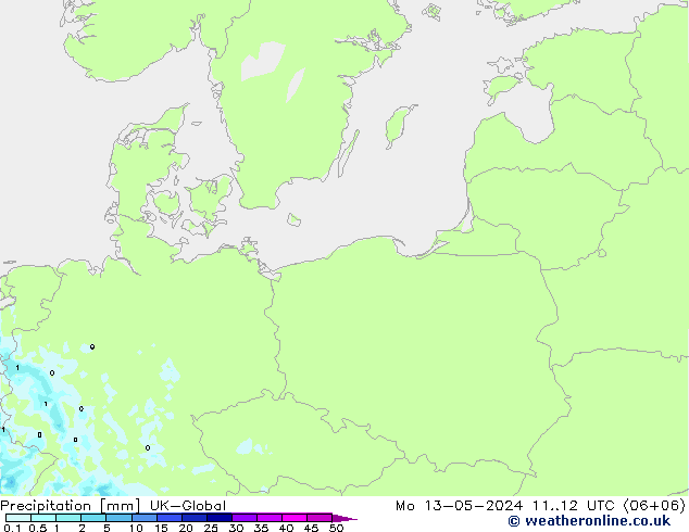 Precipitación UK-Global lun 13.05.2024 12 UTC
