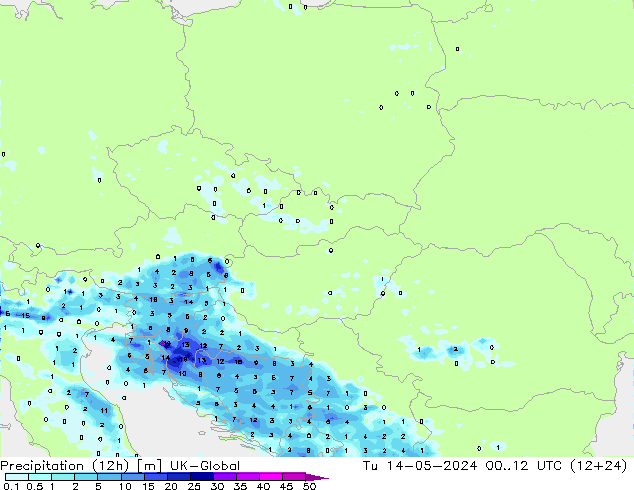 Yağış (12h) UK-Global Sa 14.05.2024 12 UTC