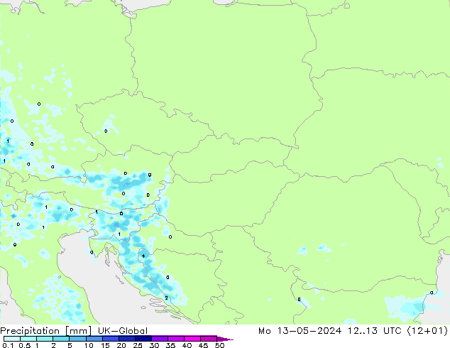 Precipitation UK-Global Mo 13.05.2024 13 UTC