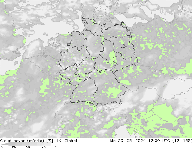 Nuages (moyen) UK-Global lun 20.05.2024 12 UTC