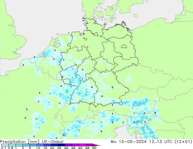 Niederschlag UK-Global Mo 13.05.2024 13 UTC