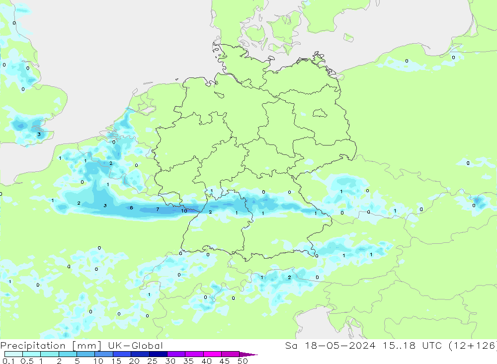 Precipitación UK-Global sáb 18.05.2024 18 UTC