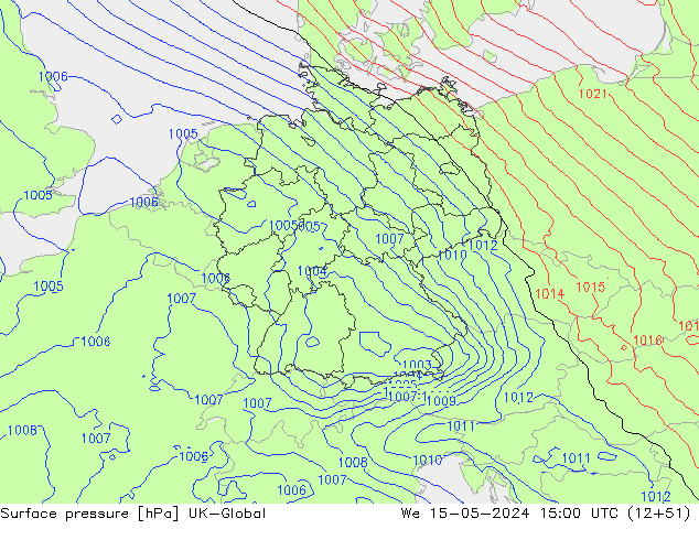 Surface pressure UK-Global We 15.05.2024 15 UTC