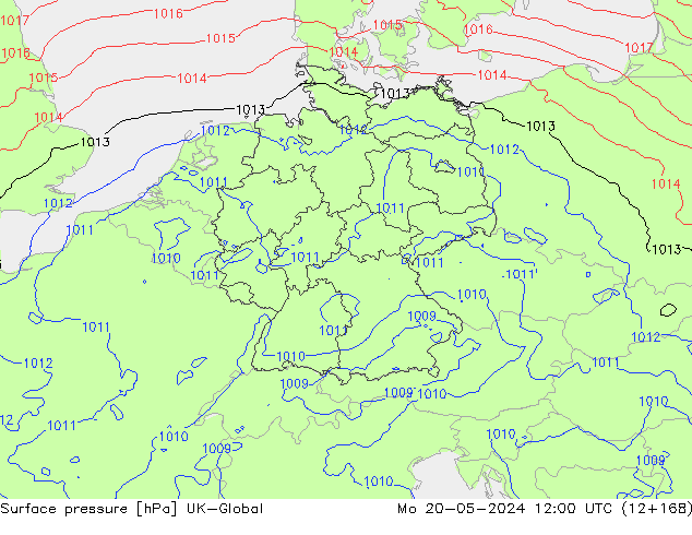 Luchtdruk (Grond) UK-Global ma 20.05.2024 12 UTC